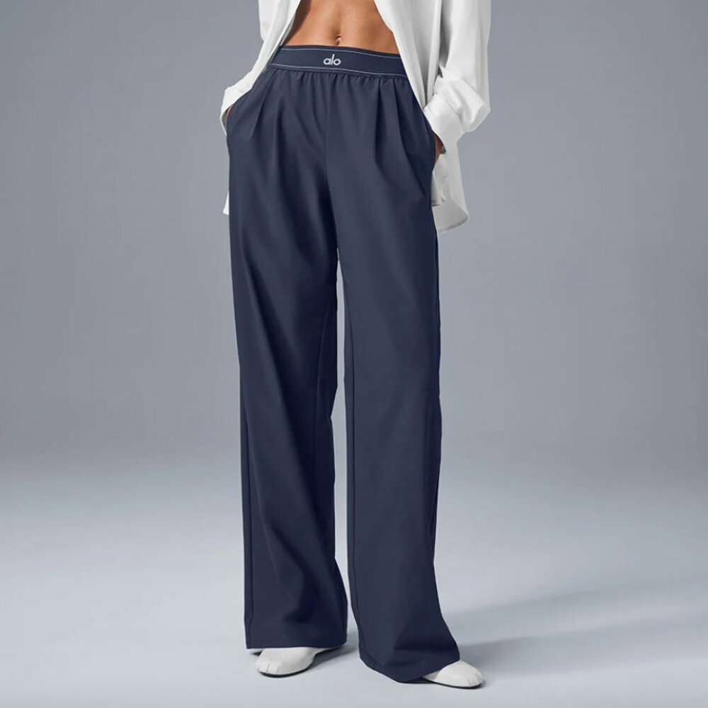 ALO Yoga Navy Blue Wide-Leg Pants
